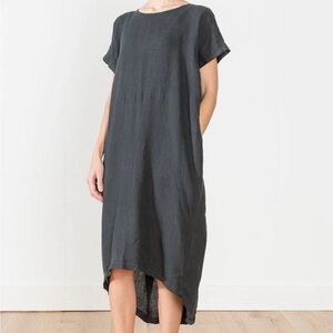 Black Crane linen cocoon dress- indigo/blue size Medium